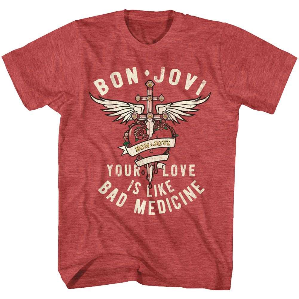 Bon Jovi Bad Medicine Official Heather T-Shirt Style001