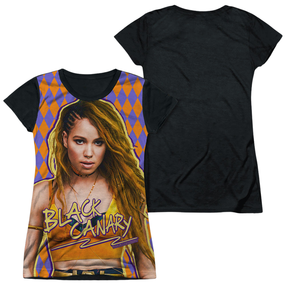 Birds of Prey Black Canary - Juniors Black Back T-Shirt