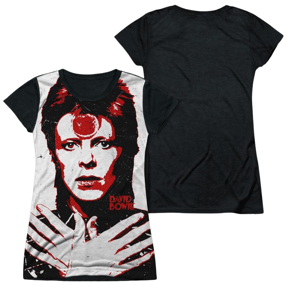 David Bowie Piercing Gaze - Juniors Black Back T-Shirt