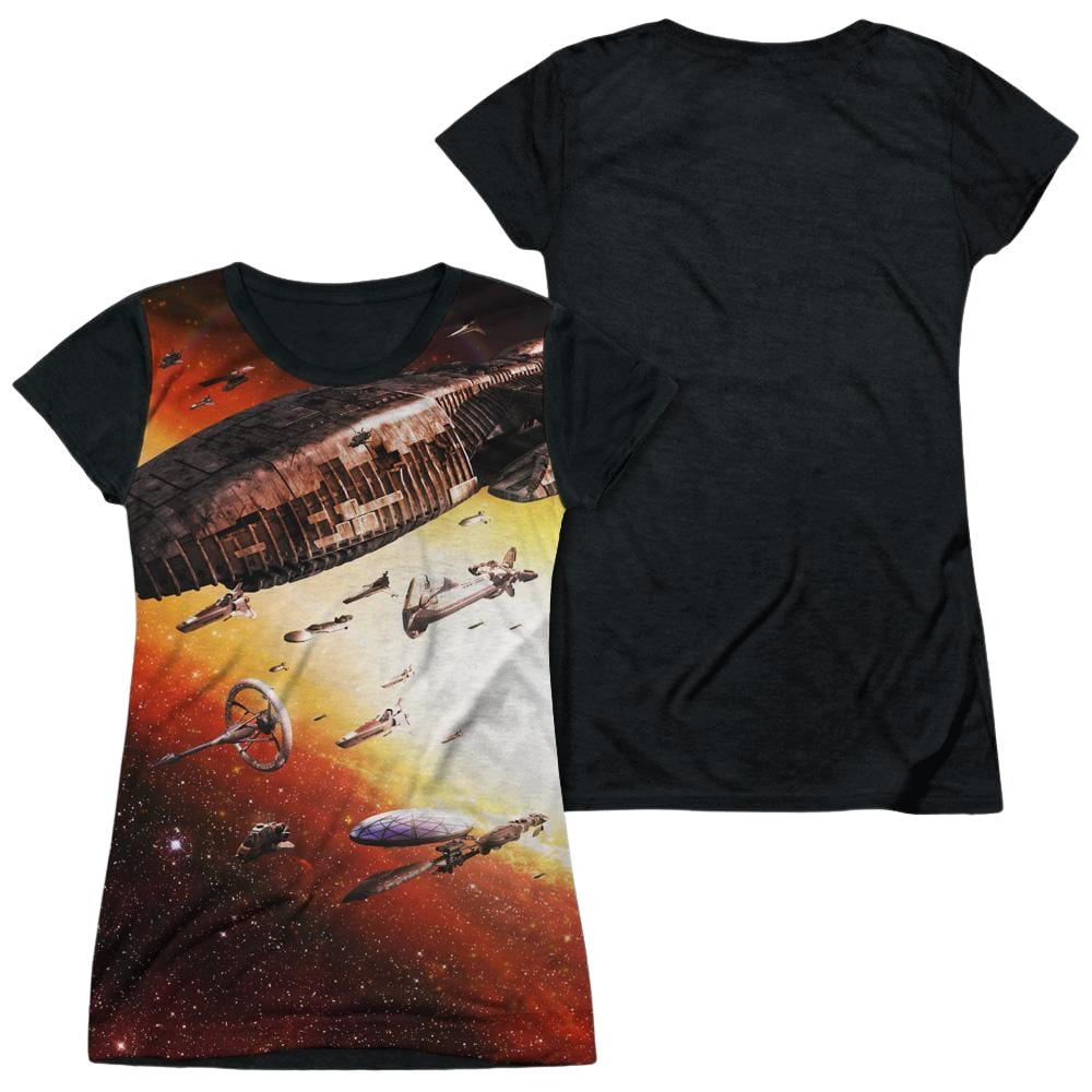 Battlestar Galactica Fleet Of Humanity - Juniors Black Back T-Shirt