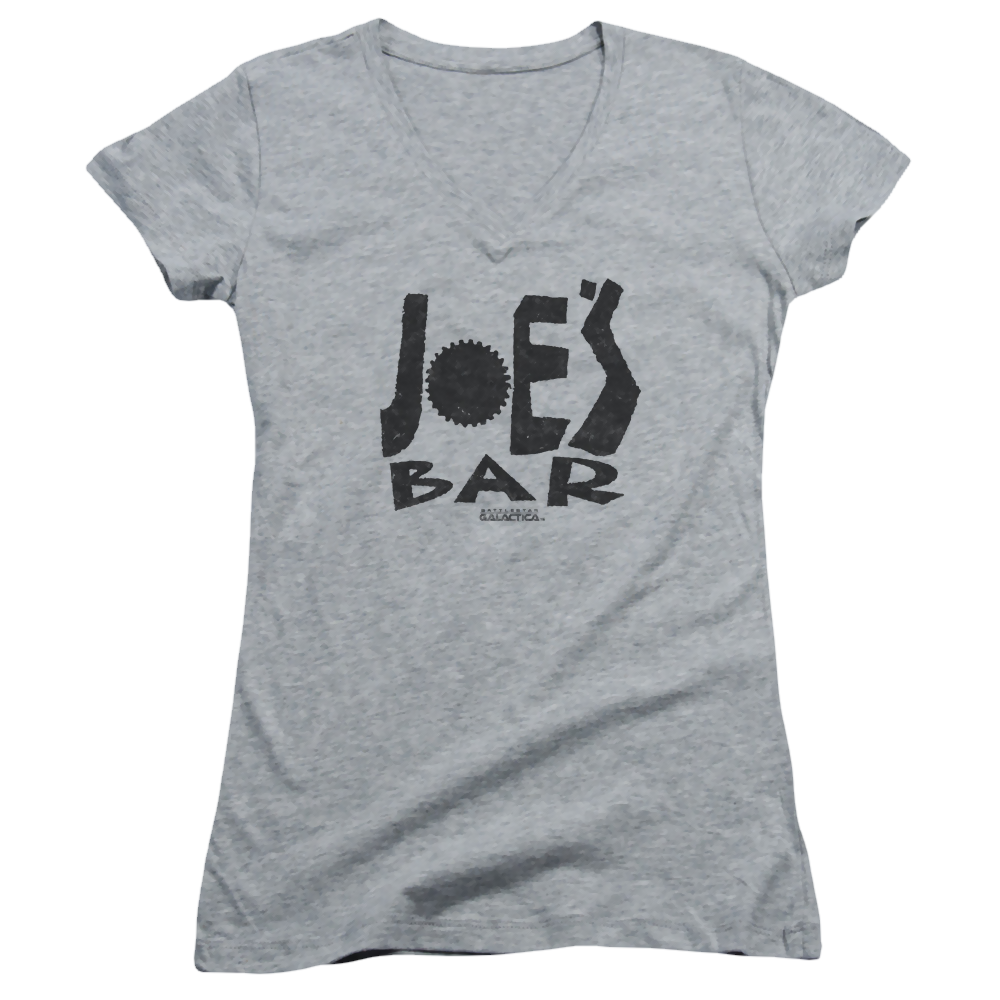 Battlestar Galactica Joes Bar Logo - Juniors V-Neck T-Shirt