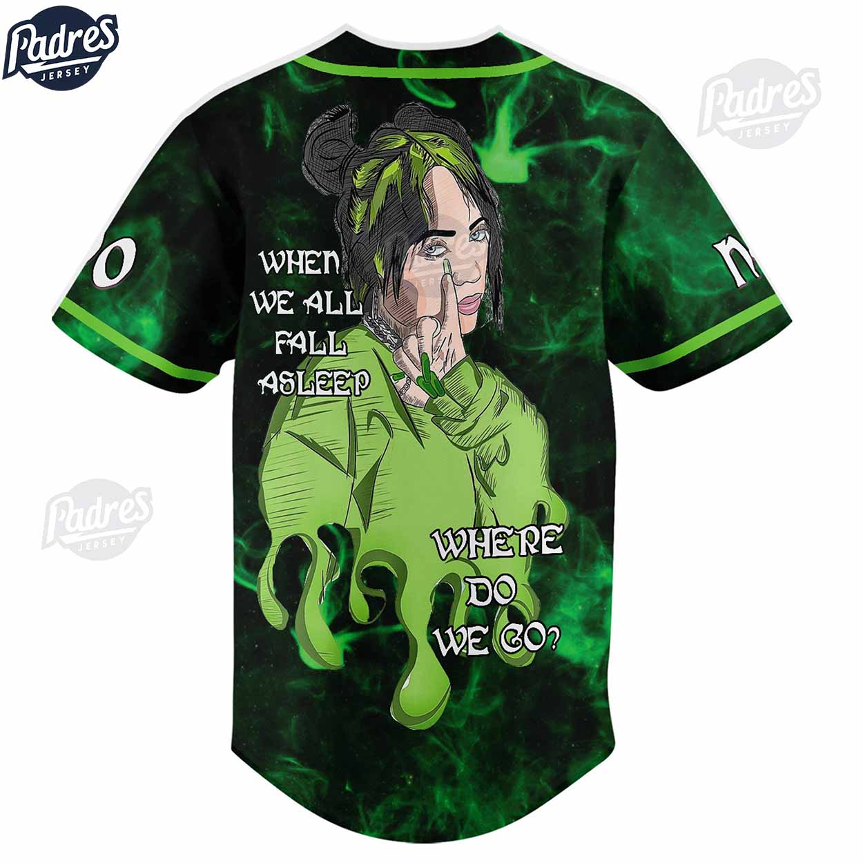 Billie Eilish When We All Fall Asleep Where Do We Go Custom Baseball Jersey Style - Padres Jersey Oasis: Elevate Your Baseball Style Game