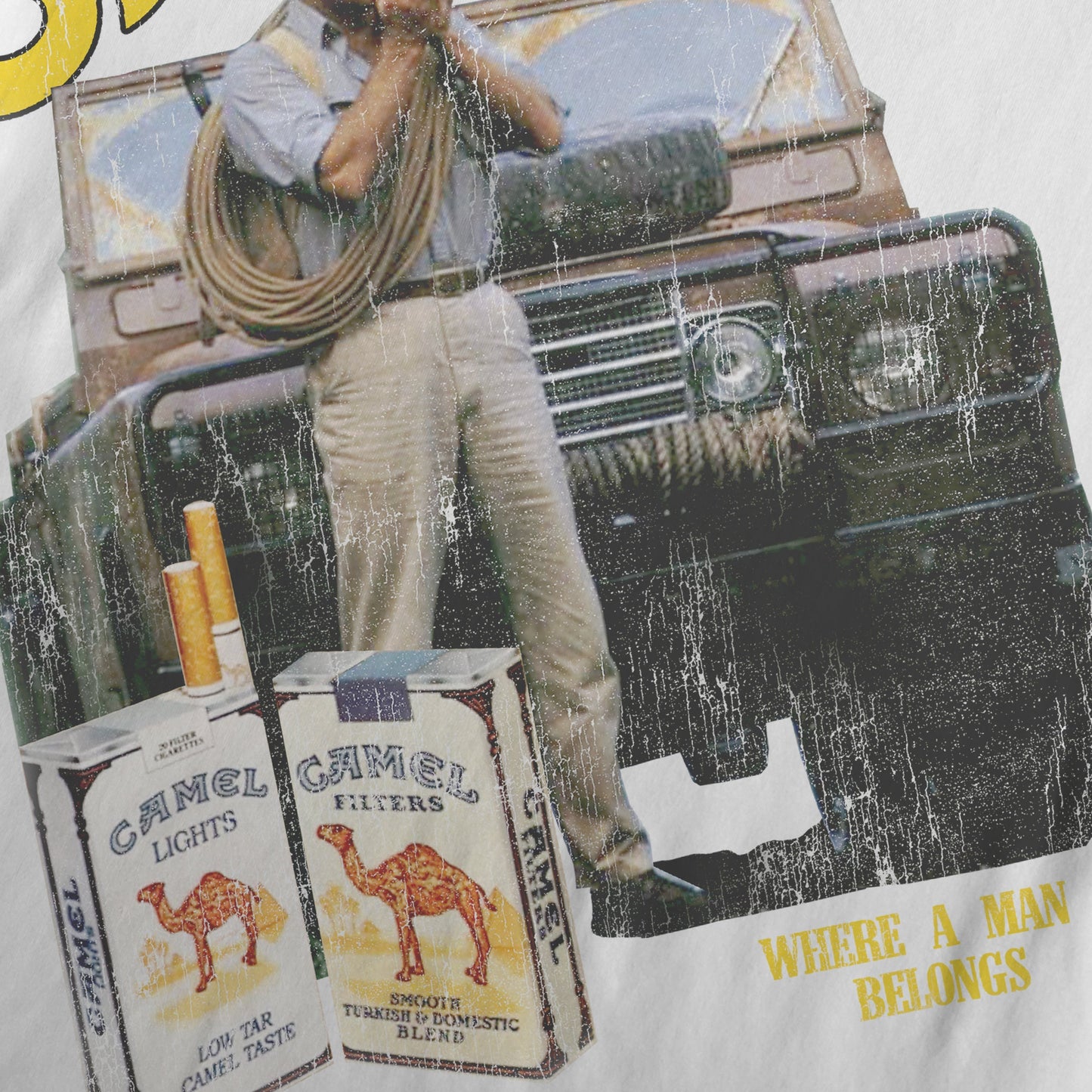CAMEL LAND ROVER WHITE HEAVY WEIGHT TEE