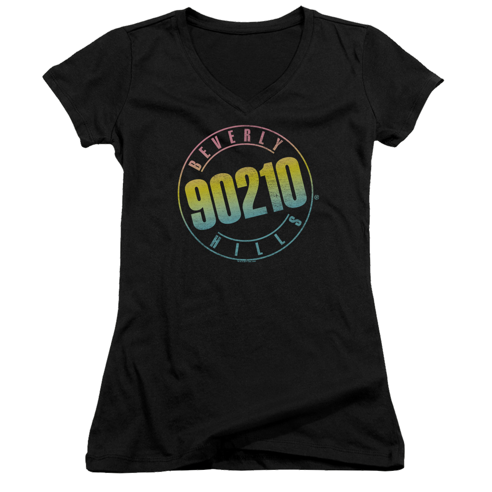 Beverly Hills 90210 Color Blend Logo - Juniors V-Neck T-Shirt
