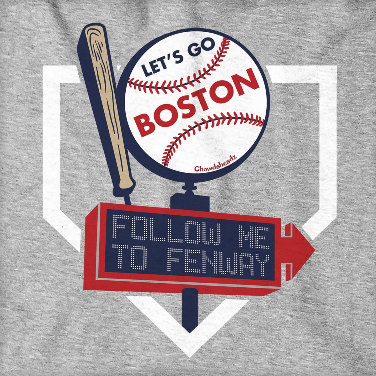 Let's Go Boston Bat & Baseball Sign Hoodie