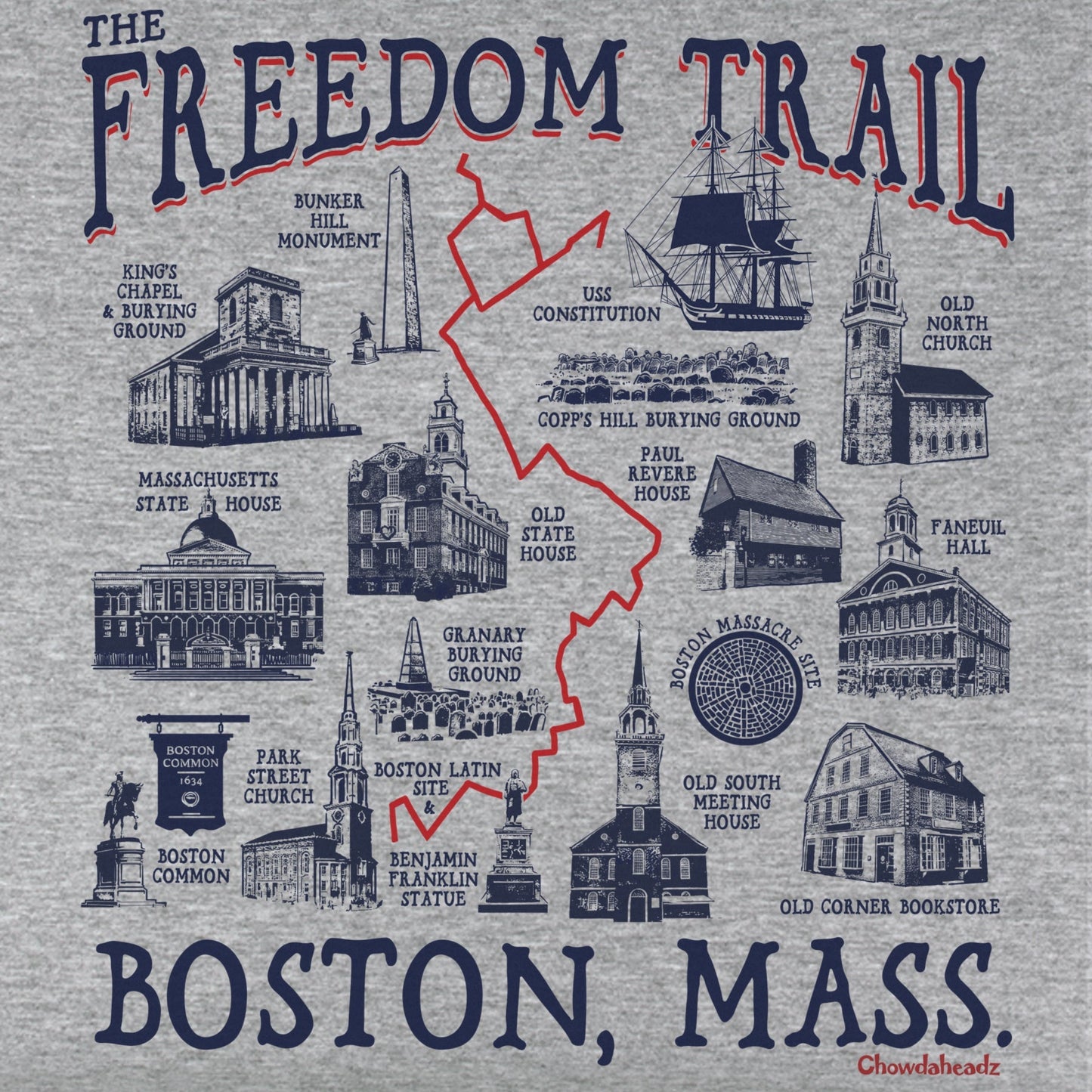 Boston Freedom Trail Sites Youth T-Shirt