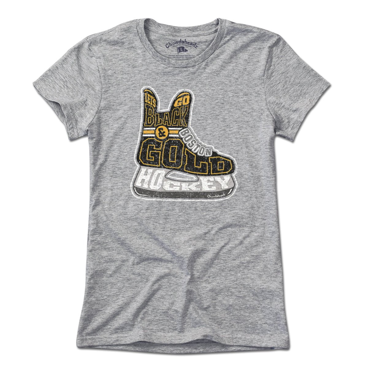 Black & Gold Boston Hockey Skate T-Shirt