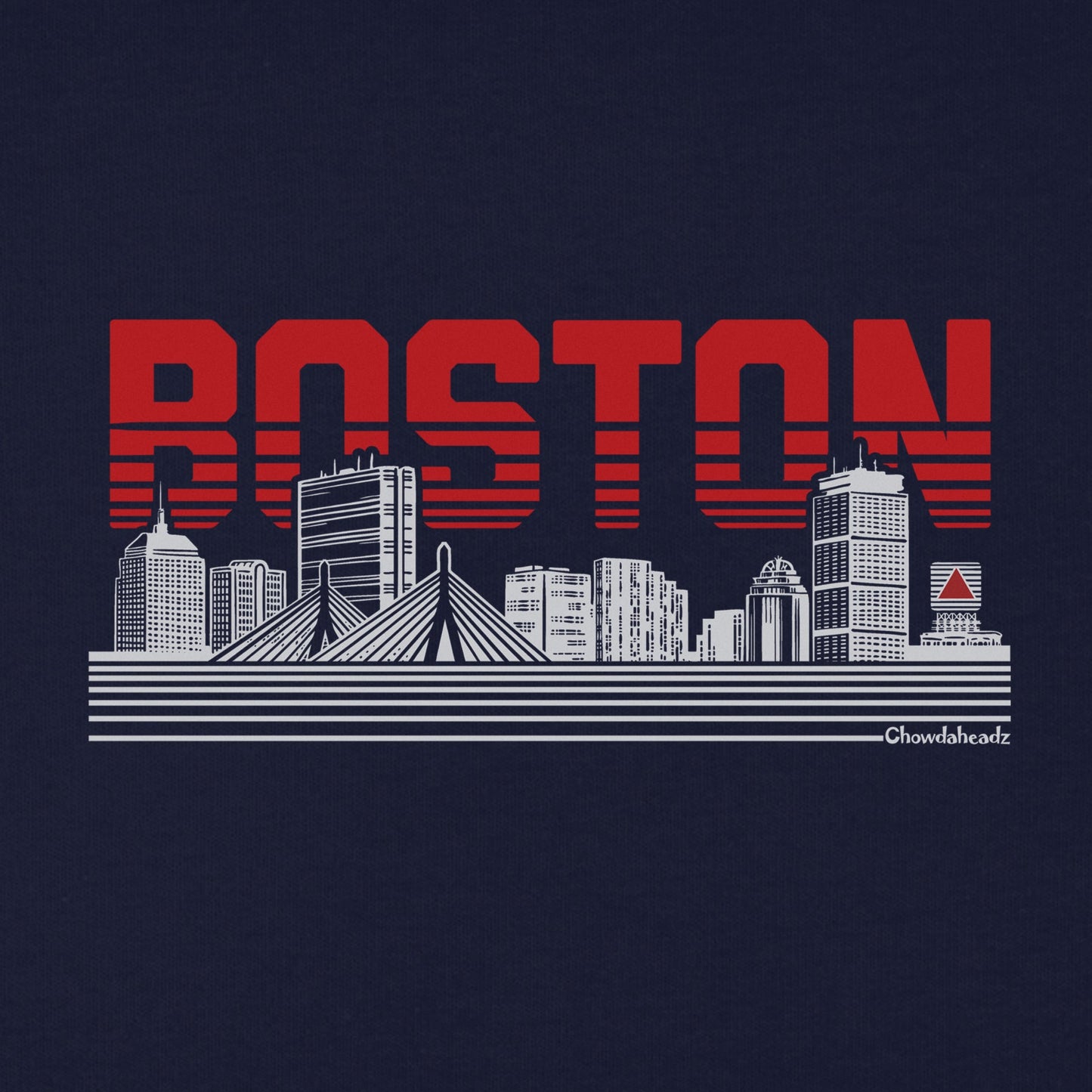Boston Lined Cityscape Navy Youth T-Shirt