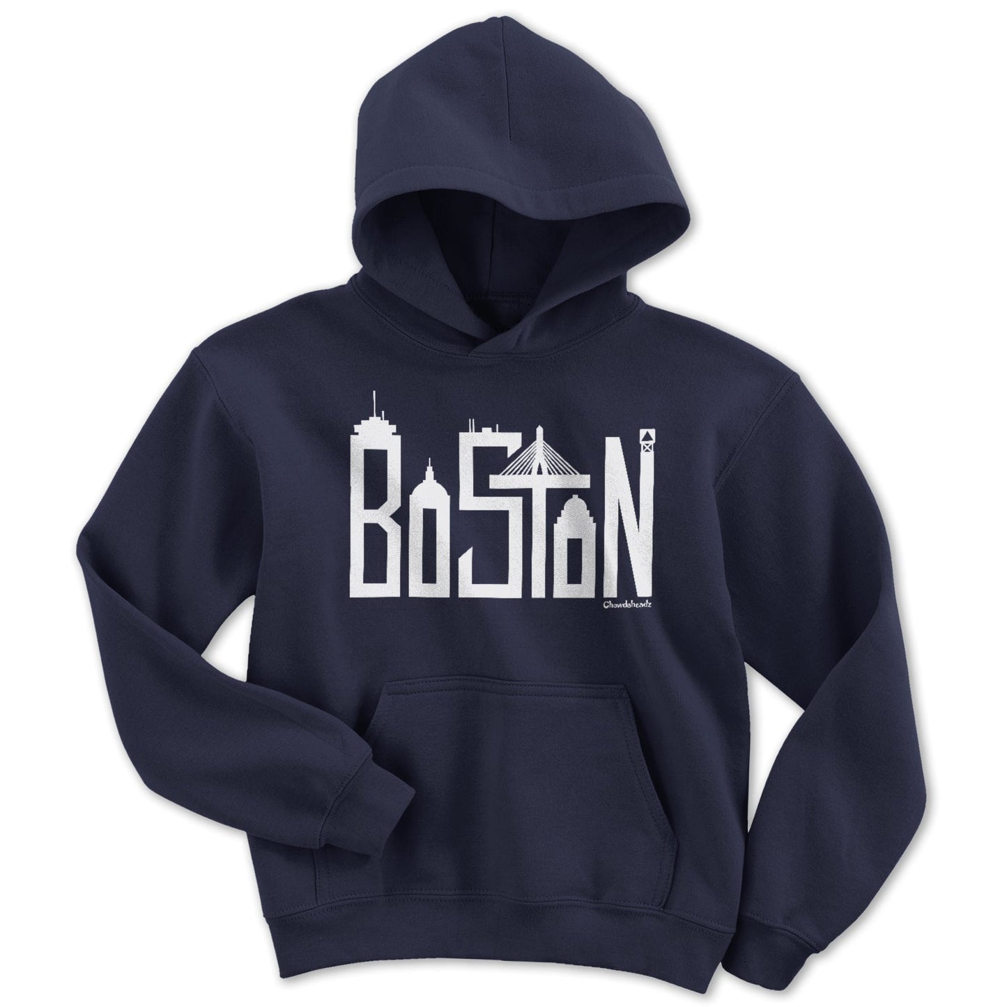 Boston Team Skyline White Letters Youth Hoodie