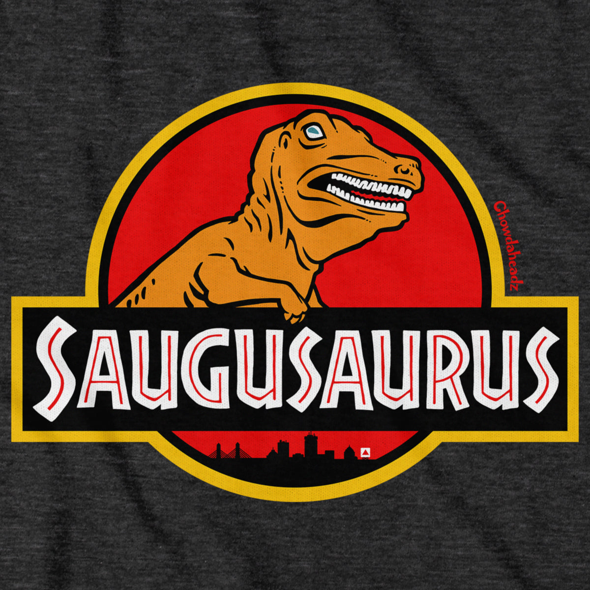 Saugusaurus Orange Dinosaur Logo Hoodie