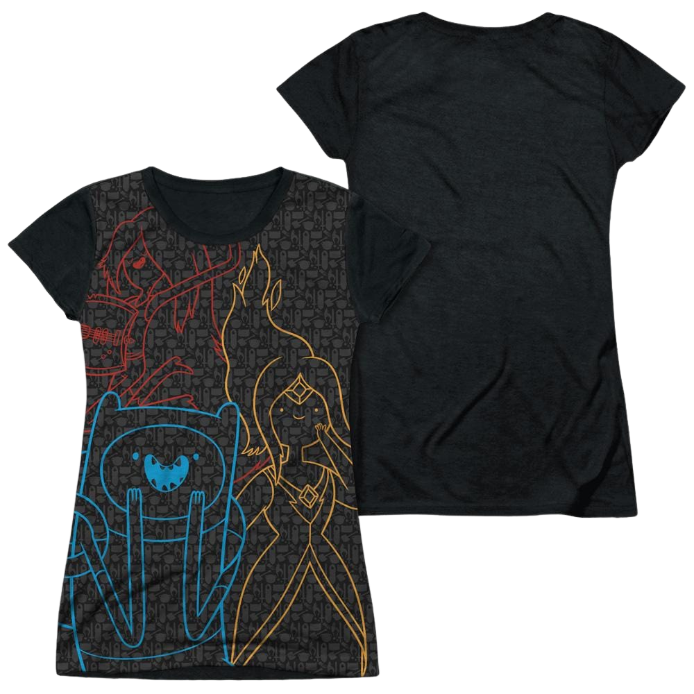 Adventure Time Adventure Trio - Juniors Black Back T-Shirt