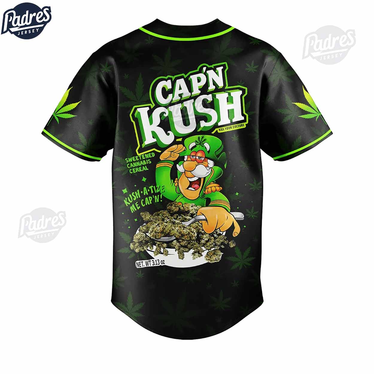 Cap'n Kush Weed Custom Baseball Jersey Style - Padres Jersey Oasis: Elevate Your Baseball Style Game