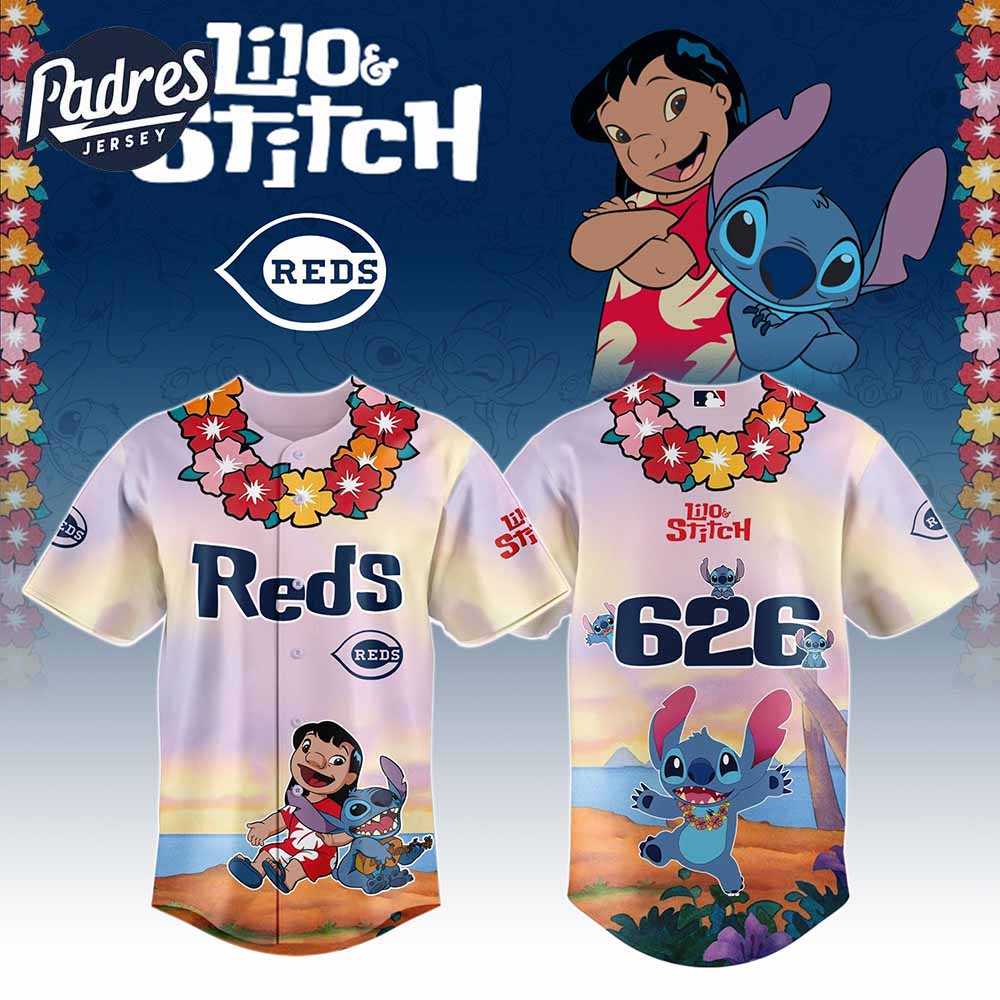 Cincinnati Reds MLB X Lilo Stitch Personalized Baseball Jersey - Padres Jersey Oasis: Elevate Your Baseball Style Game
