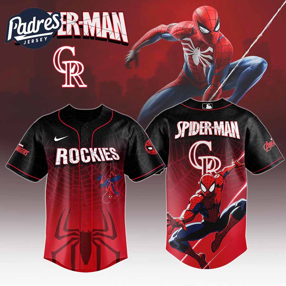 Colorado Rockies MLB x Spider Man Game Night Baseball Jersey Outfit - Padres Jersey Oasis: Elevate Your Baseball Style Game