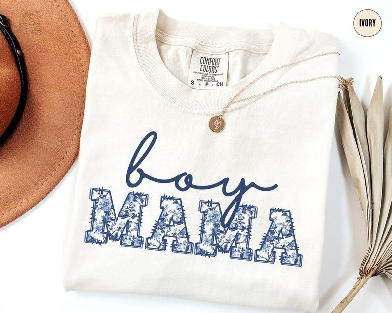 Comfort Colors Boy Mama T-Shirt, Toile Boy Mama Shirt, New Mom Pregnancy Announcement,Gender Reveal Tee, Baby Announcement Baby Shower Gift