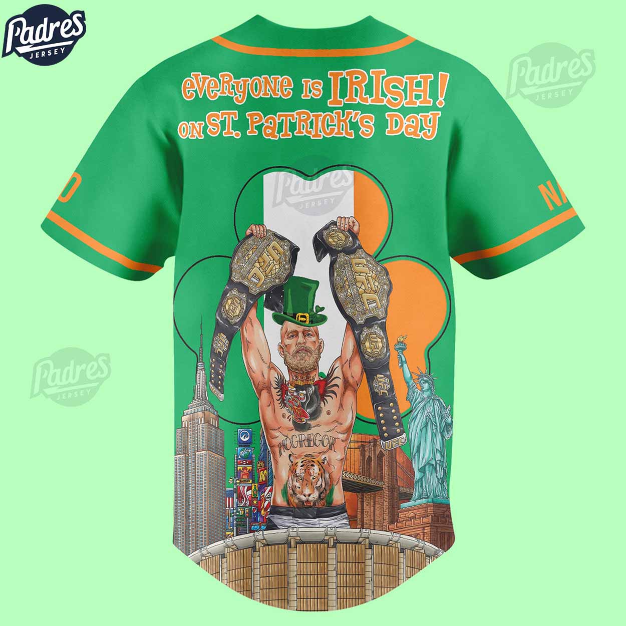 Custom Conor McGregor St. Patrick’s Day Baseball Jersey - Padres Jersey Oasis: Elevate Your Baseball Style Game