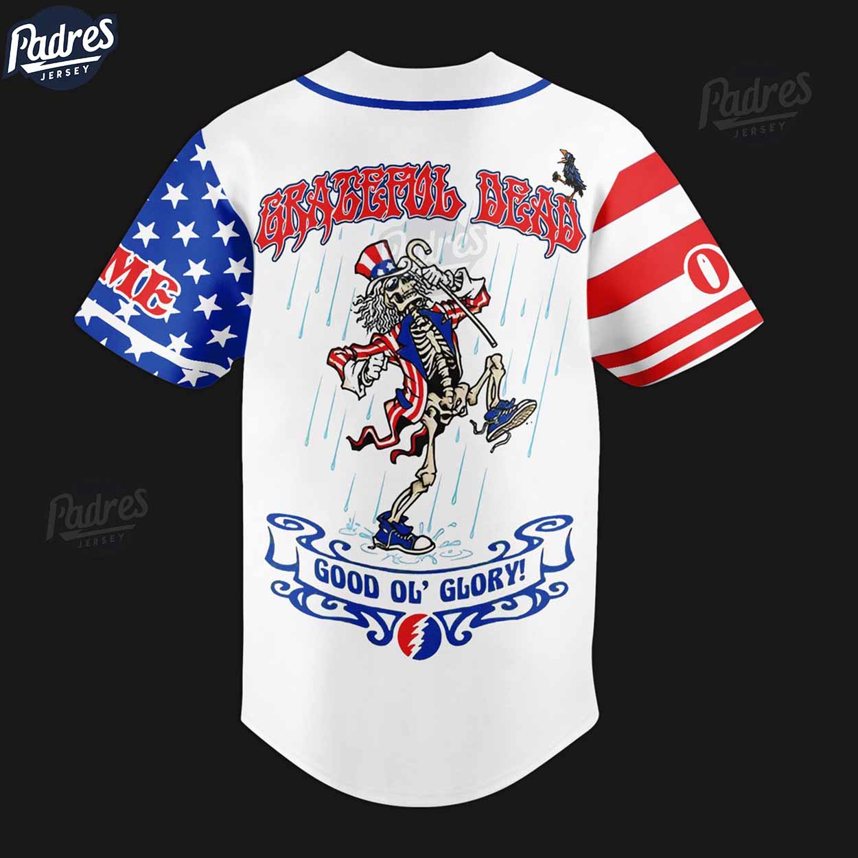 Custom 4th Of July Grateful Dead Good Of Lory Baseball Jersey - Padres Jersey Oasis: Elevate Your Baseball Style Game