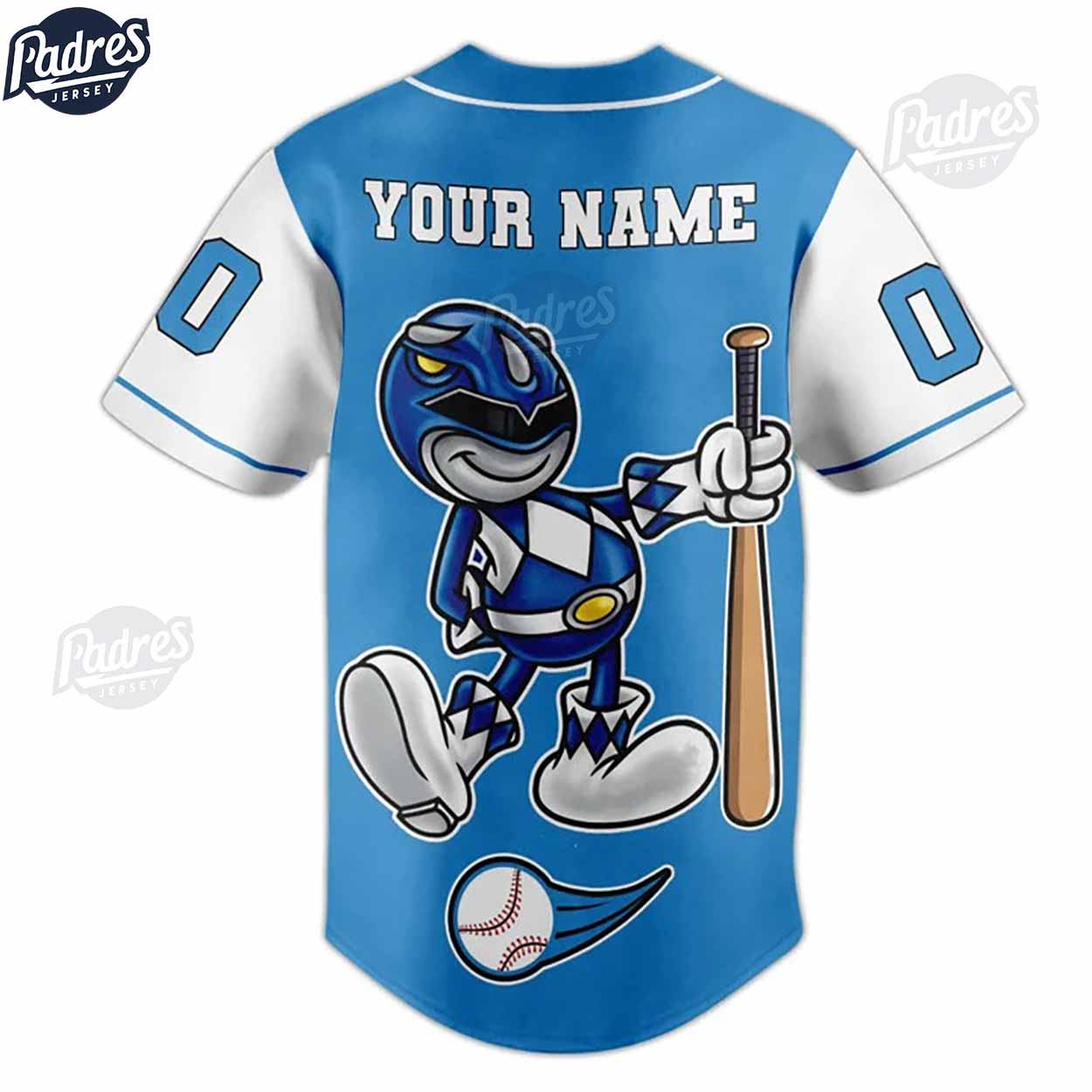 Custom Power Rangers Blue Ranger Baseball Jersey - Padres Jersey Oasis: Elevate Your Baseball Style Game