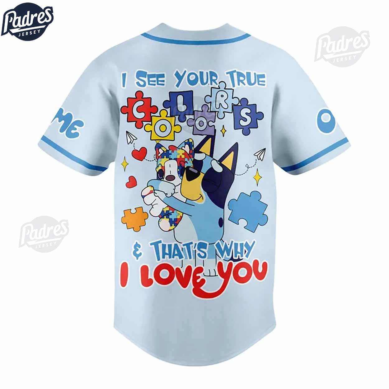 Custom Bluey Autism Baseball Jersey For Kid - Padres Jersey Oasis: Elevate Your Baseball Style Game