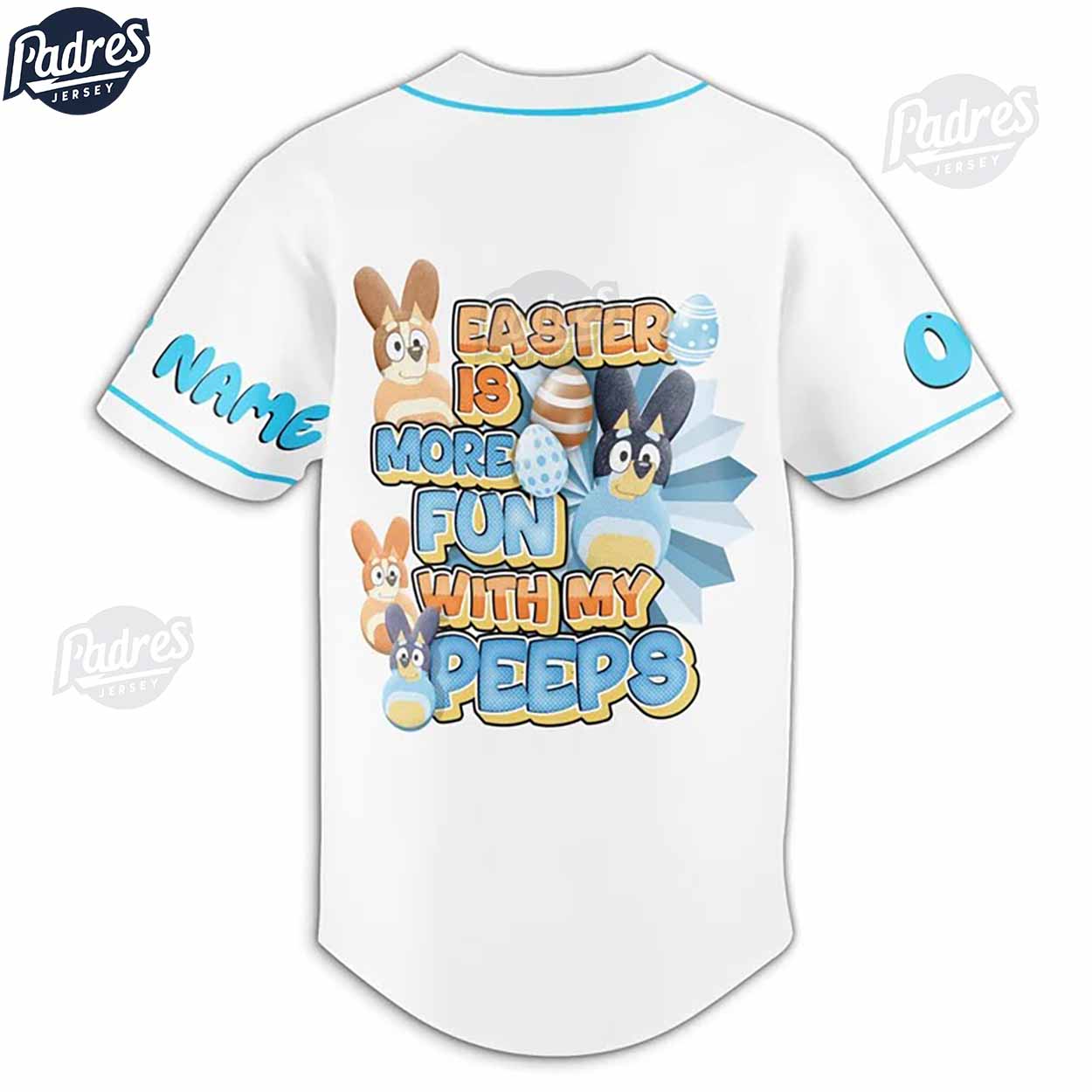 Custom Bluey Easter Day Baseball Jersey - Padres Jersey Oasis: Elevate Your Baseball Style Game