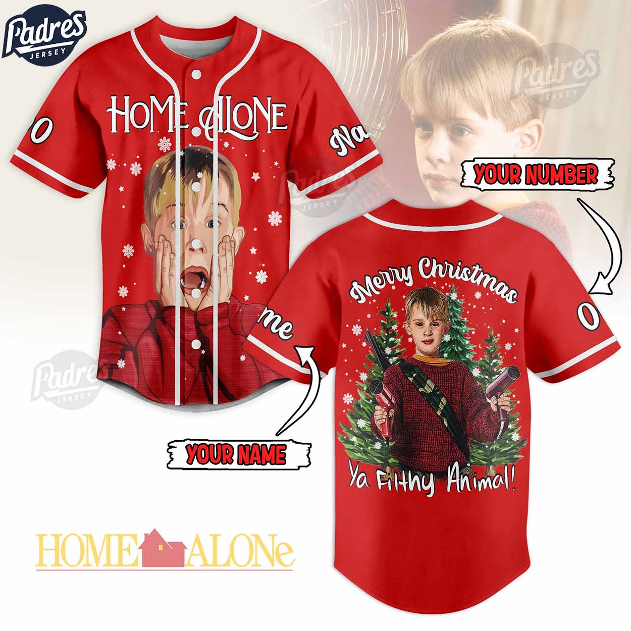 Custom Christmas Home Alone Baseball Jersey - Padres Jersey Oasis: Elevate Your Baseball Style Game