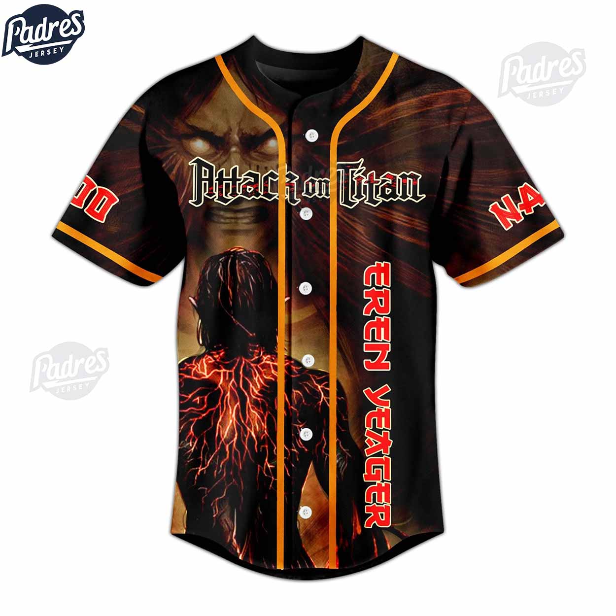 Custom Eren Attack On Titan Anime Baseball Jersey - Padres Jersey Oasis: Elevate Your Baseball Style Game