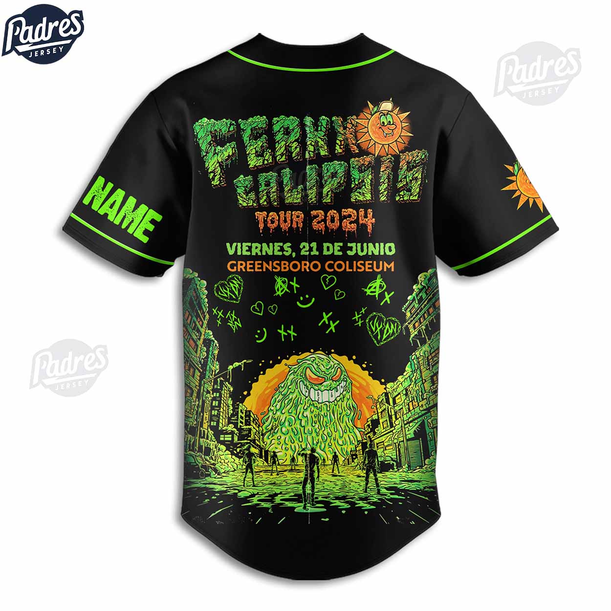 Custom Feid Ferxxo Calipsis Tour 2024 Music Baseball Jersey - Padres Jersey Oasis: Elevate Your Baseball Style Game