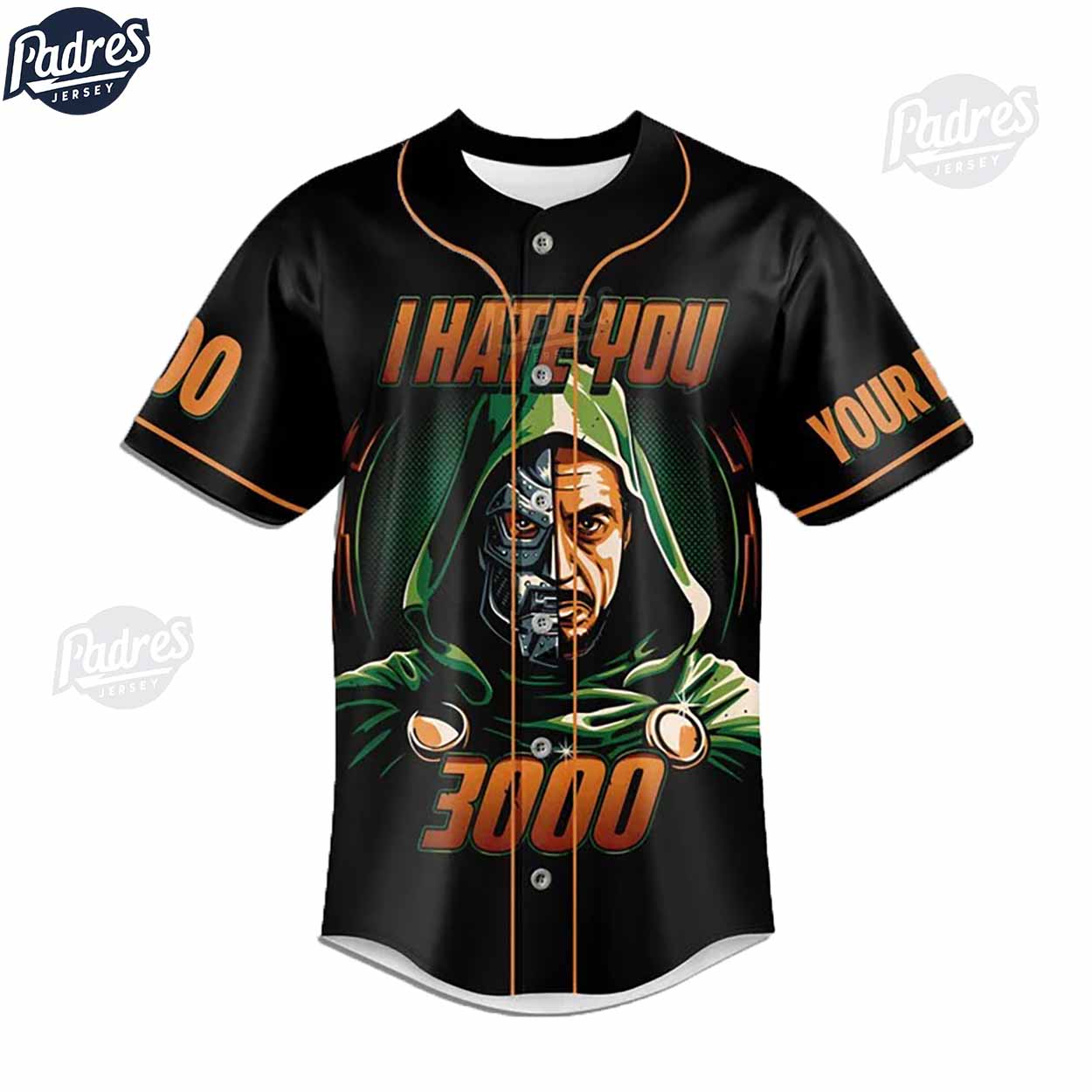 Custom I Hate You 3000 Doctor Doom Baseball Jersey - Padres Jersey Oasis: Elevate Your Baseball Style Game