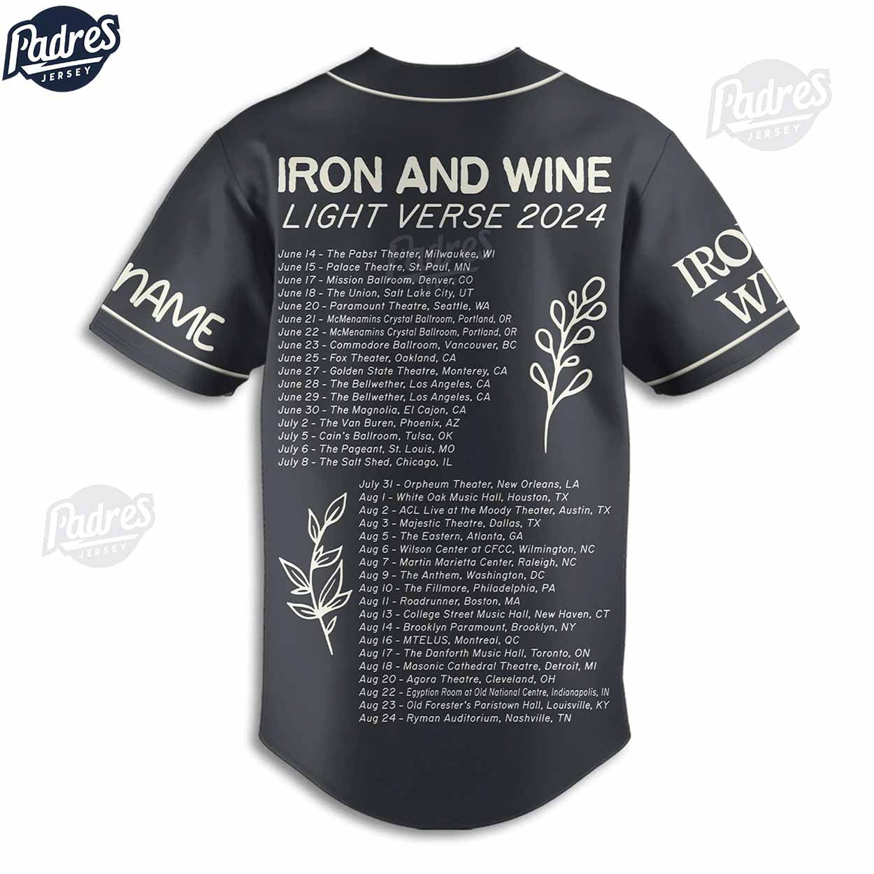 Custom Iron And Wine Light Verse 2024 Baseball Jersey - Padres Jersey Oasis: Elevate Your Baseball Style Game