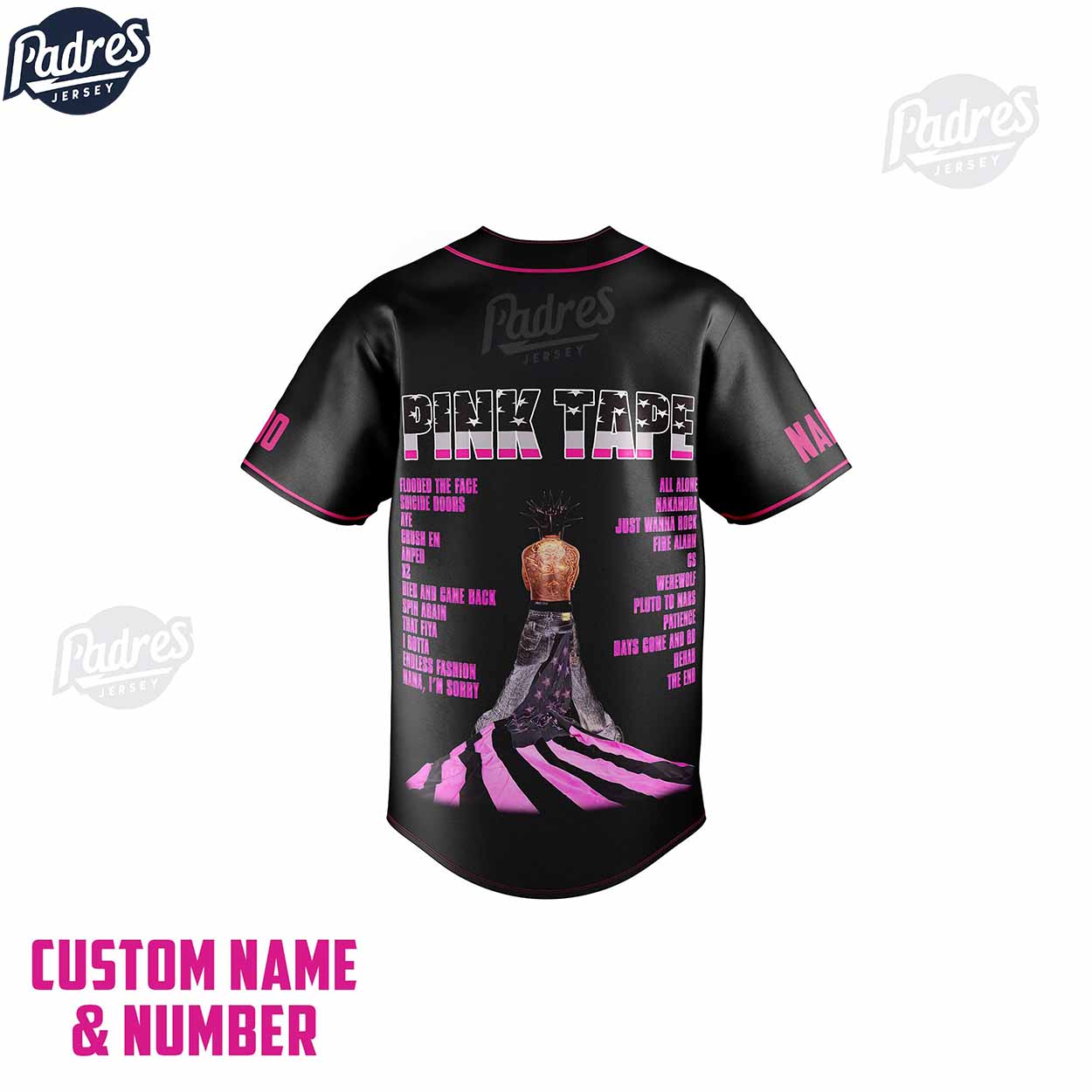 Custom Lil Uzi Vert Pink Tape Baseball Jersey - Padres Jersey Oasis: Elevate Your Baseball Style Game