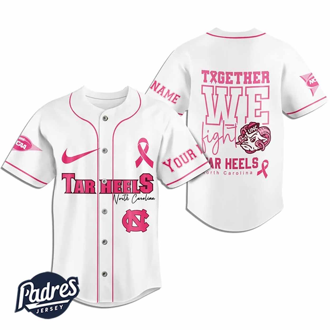 Custom NCAA North Carolina Tar Heels Breast Cancer Baseball Jersey - Padres Jersey Oasis: Elevate Your Baseball Style Game