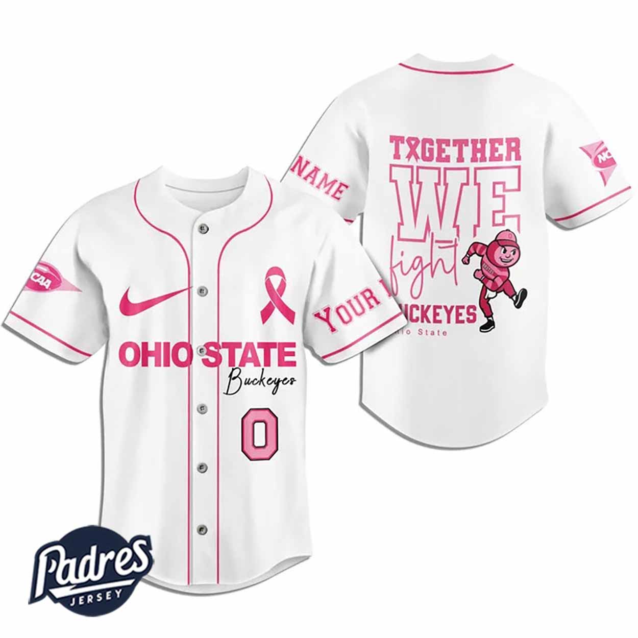 Custom NCAA Ohio State Buckeyes Breast Cancer Baseball Jersey - Padres Jersey Oasis: Elevate Your Baseball Style Game