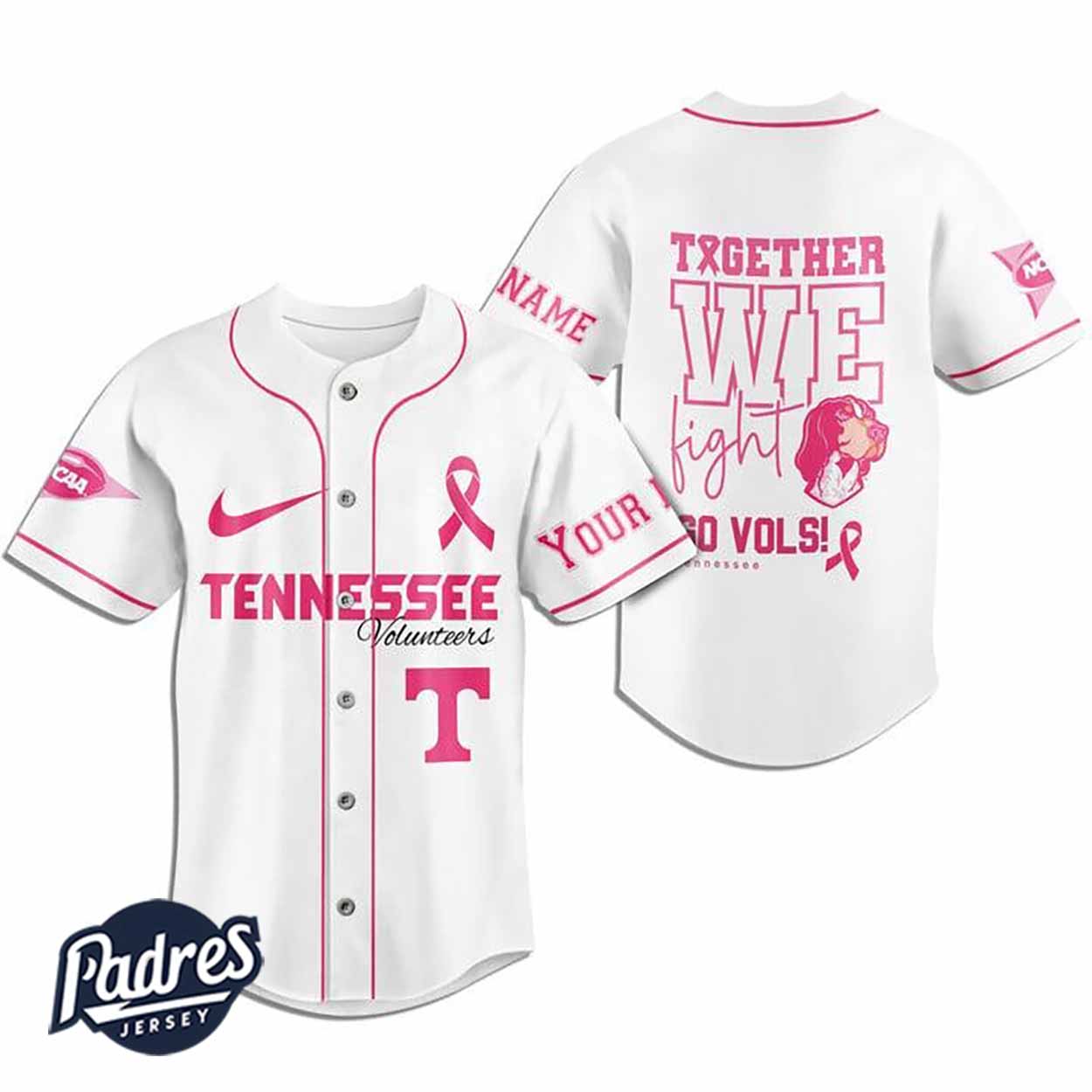Custom NCAA Tennessee Volunteers Breast Cancer Baseball Jersey - Padres Jersey Oasis: Elevate Your Baseball Style Game