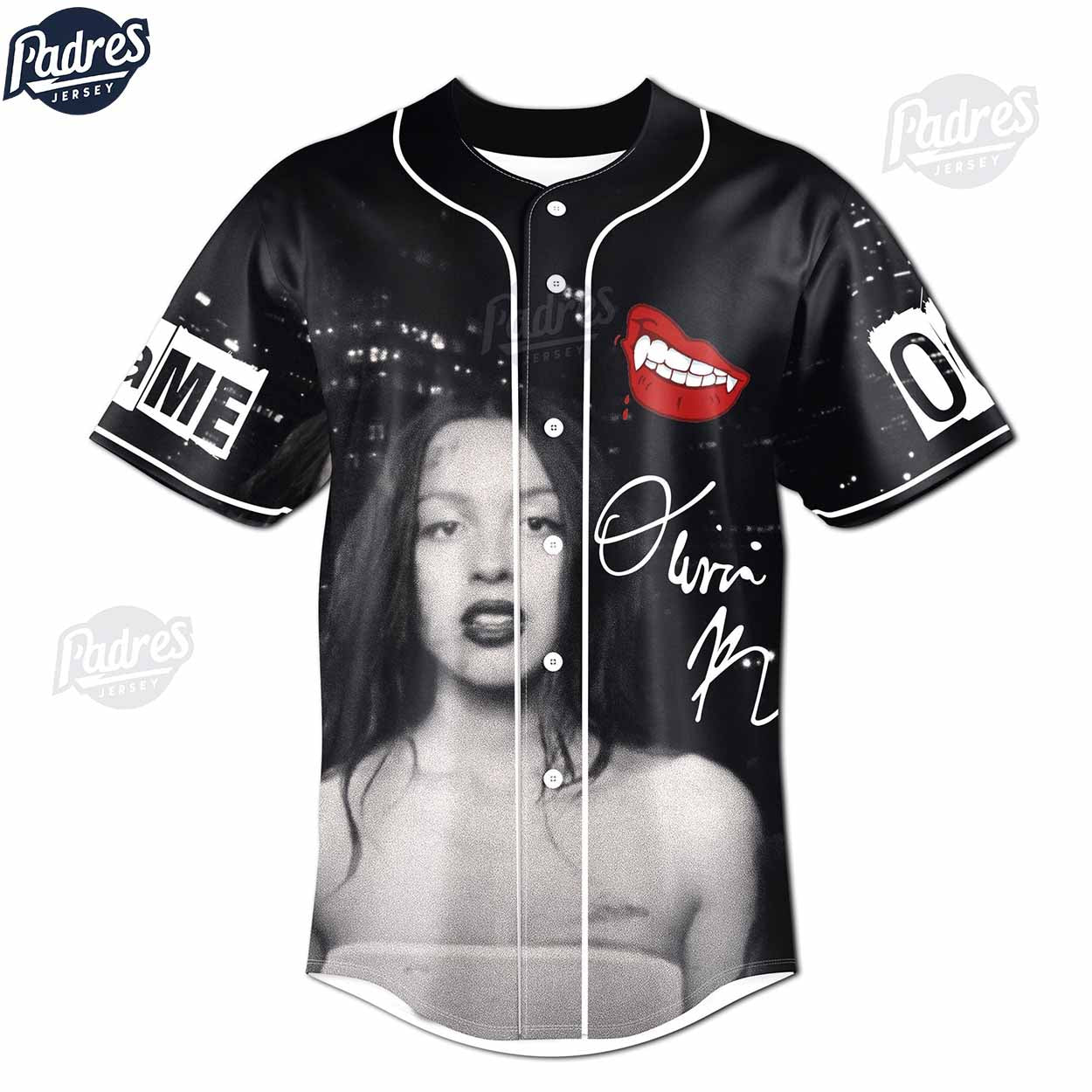 Custom Olivia Rodrigo Vampire Black Baseball Jersey - Padres Jersey Oasis: Elevate Your Baseball Style Game