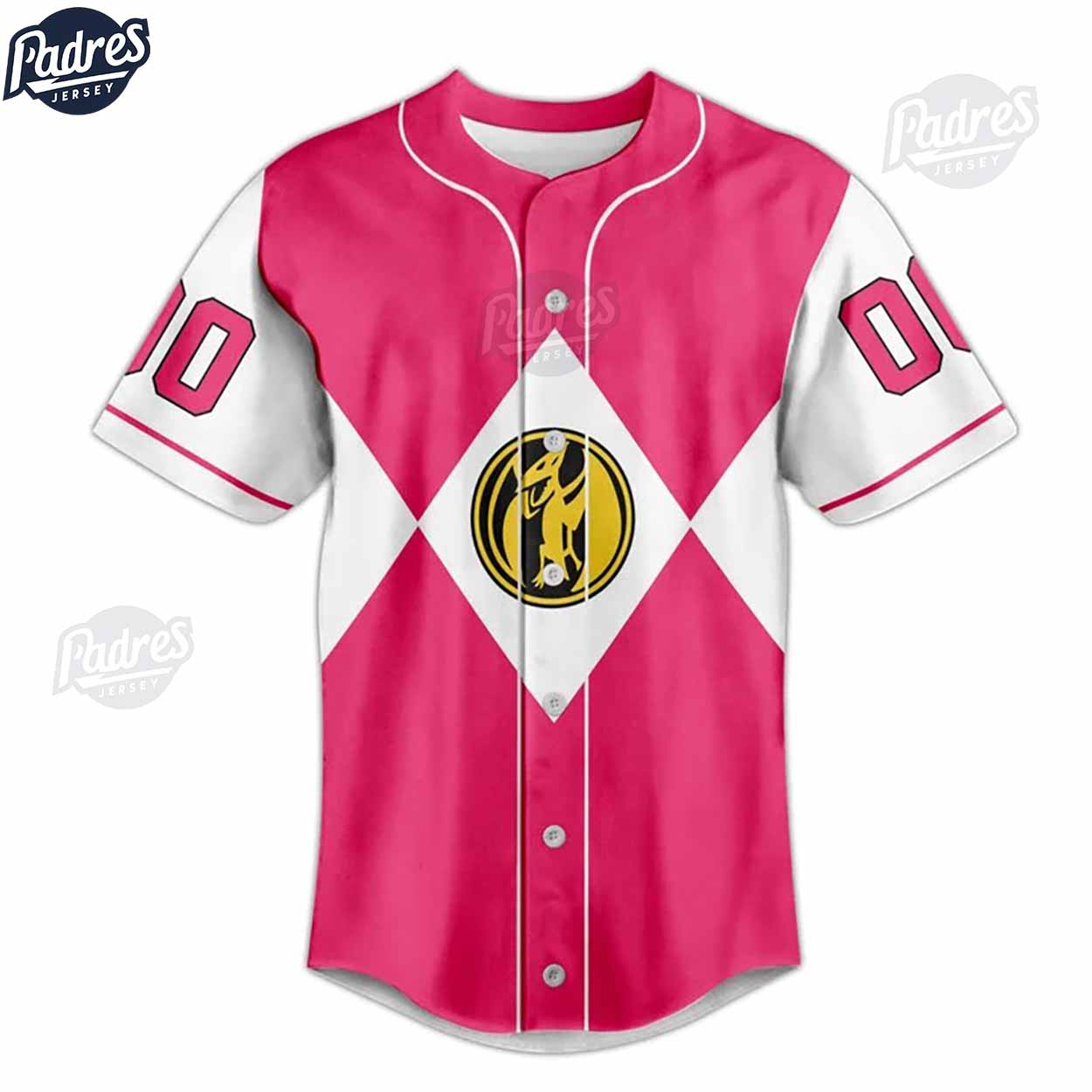 Custom Power Rangers Pink Ranger Baseball Jersey - Padres Jersey Oasis: Elevate Your Baseball Style Game
