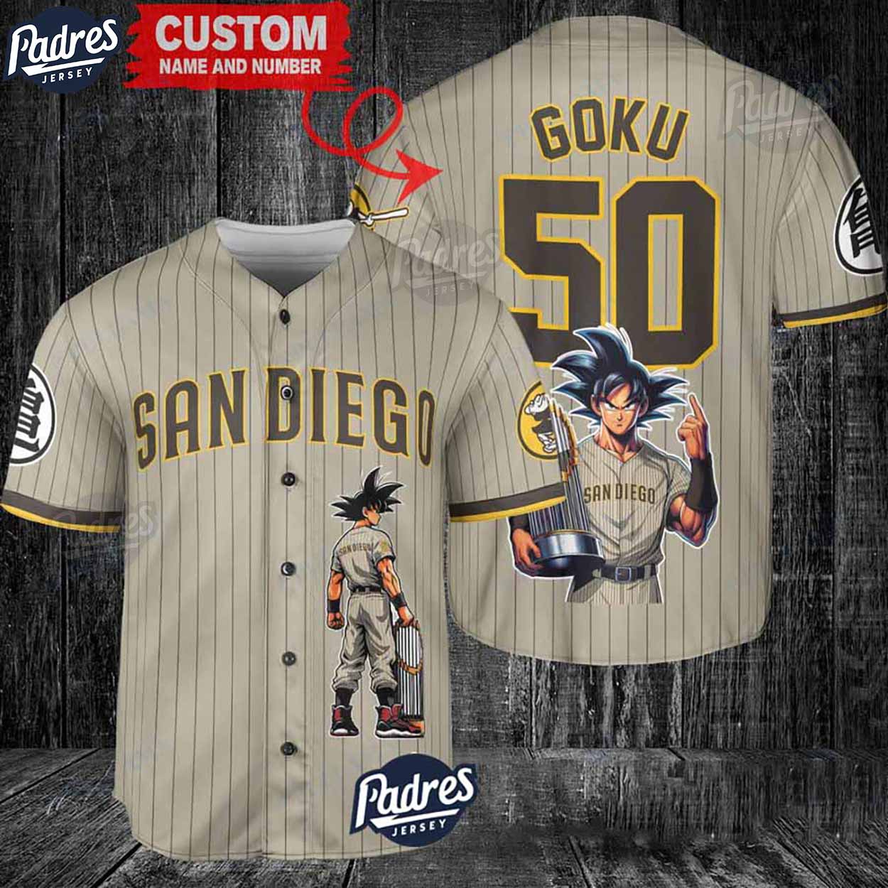 Custom San Diego Goku Baseball Jersey - Padres Jersey Oasis: Elevate Your Baseball Style Game