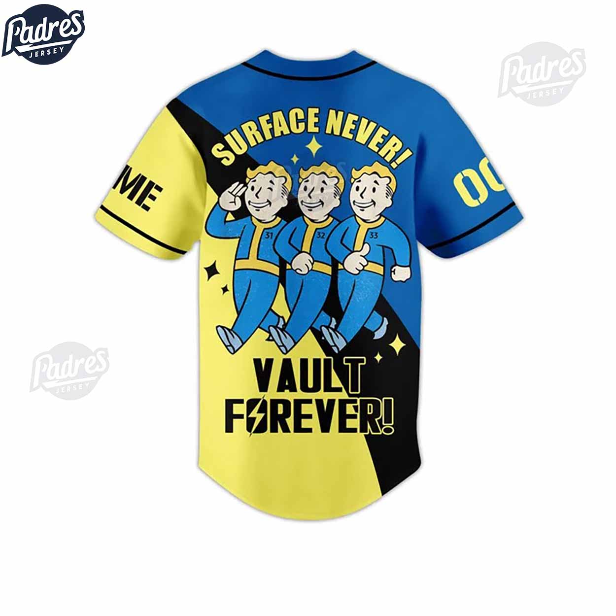Custom Surface Never Fallout Vault Forever Baseball Jersey Style - Padres Jersey Oasis: Elevate Your Baseball Style Game