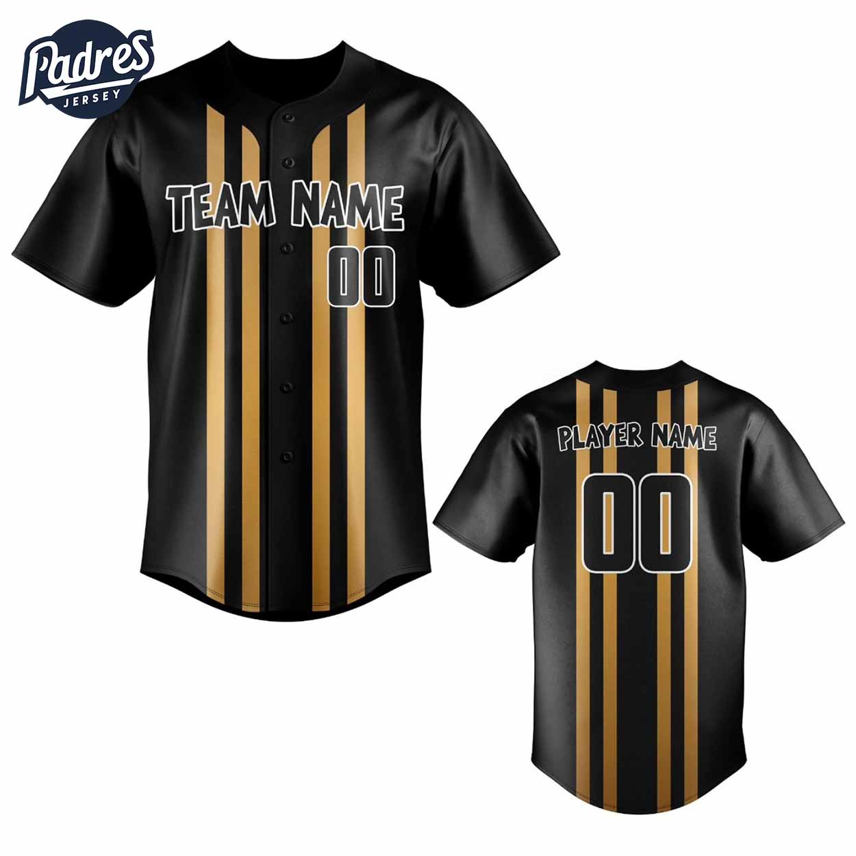 Custom Team Black Gold Pinstripe Baseball Jersey For Men - Padres Jersey Oasis: Elevate Your Baseball Style Game