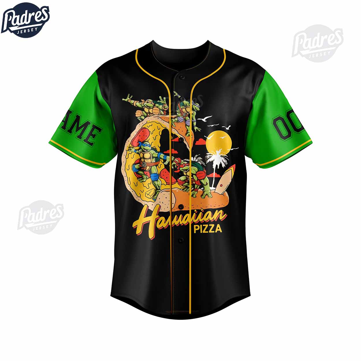 Custom Teenage Mutant Ninja Turtles Hawaiian Pizza Baseball Jersey - Padres Jersey Oasis: Elevate Your Baseball Style Game