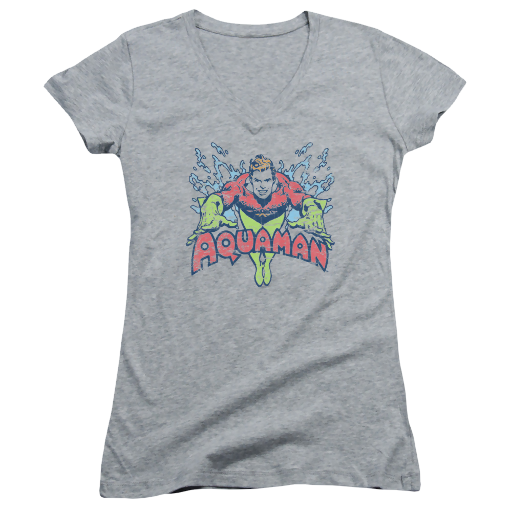 Aquaman Splish Splash - Juniors V-Neck T-Shirt