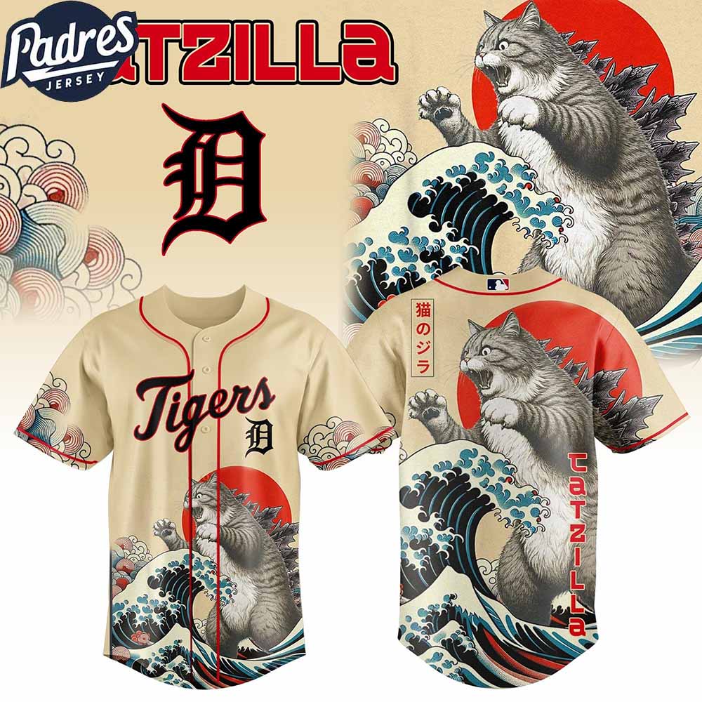 Detroit Tigers MLB X Catzilla Personalized Baseball Jersey - Padres Jersey Oasis: Elevate Your Baseball Style Game