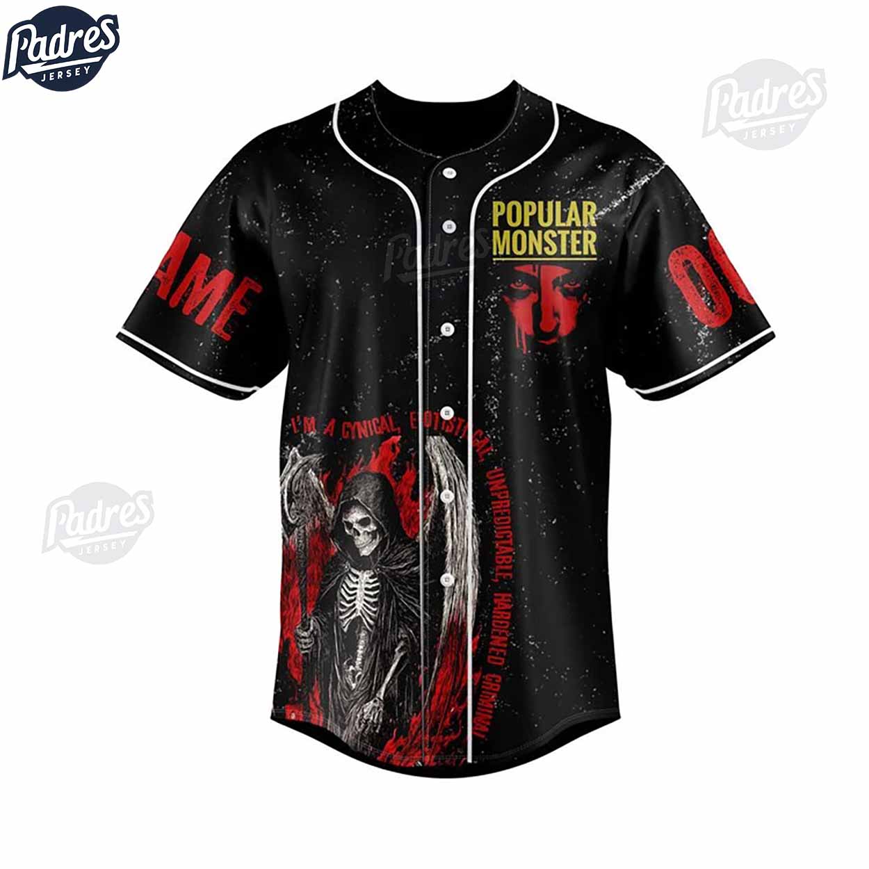 Falling In Reverse Popular Monster Custom Baseball Jersey - Padres Jersey Oasis: Elevate Your Baseball Style Game