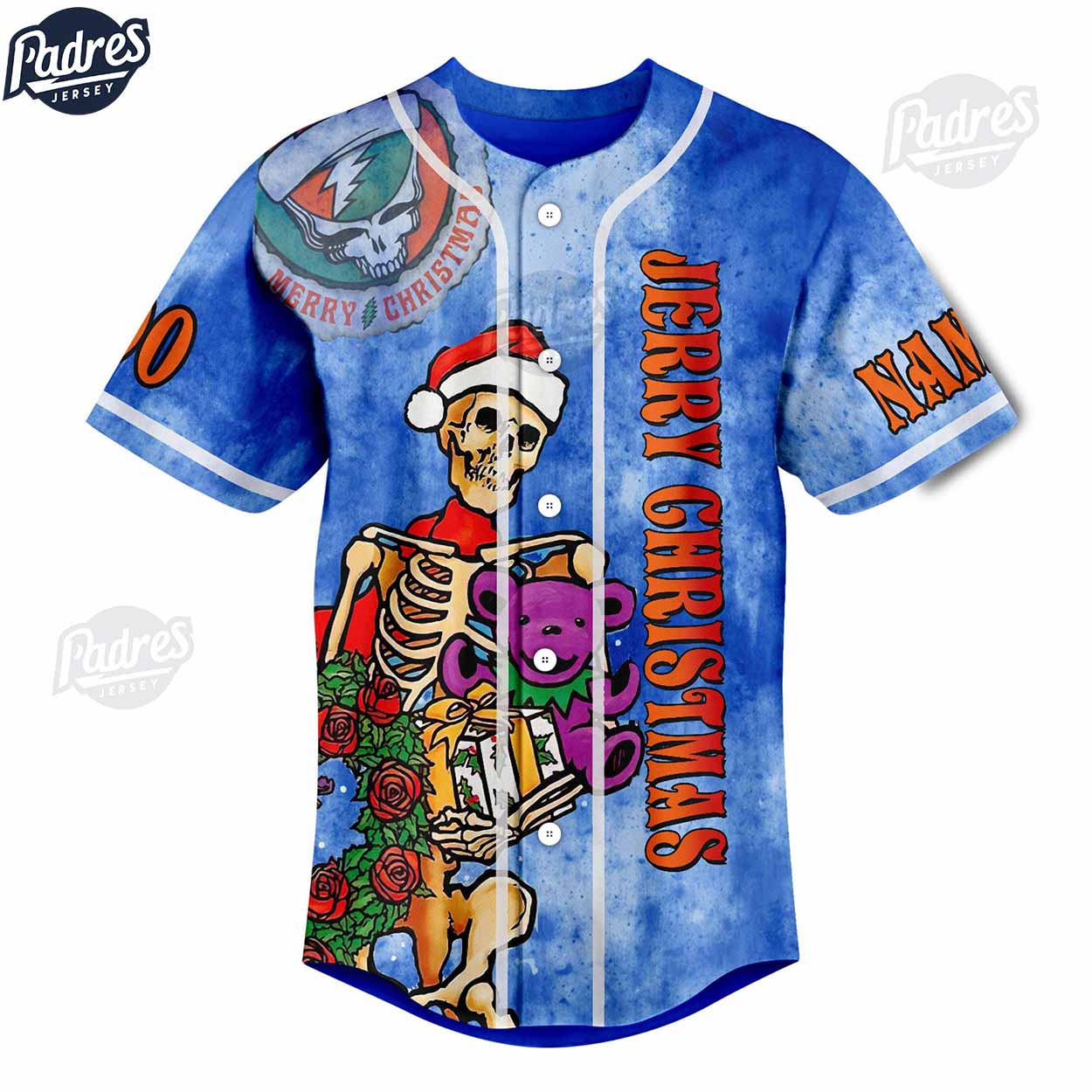 Grateful Dead Jerry Christmas Hippie Holidays Custom Baseball Jersey - Padres Jersey Oasis: Elevate Your Baseball Style Game