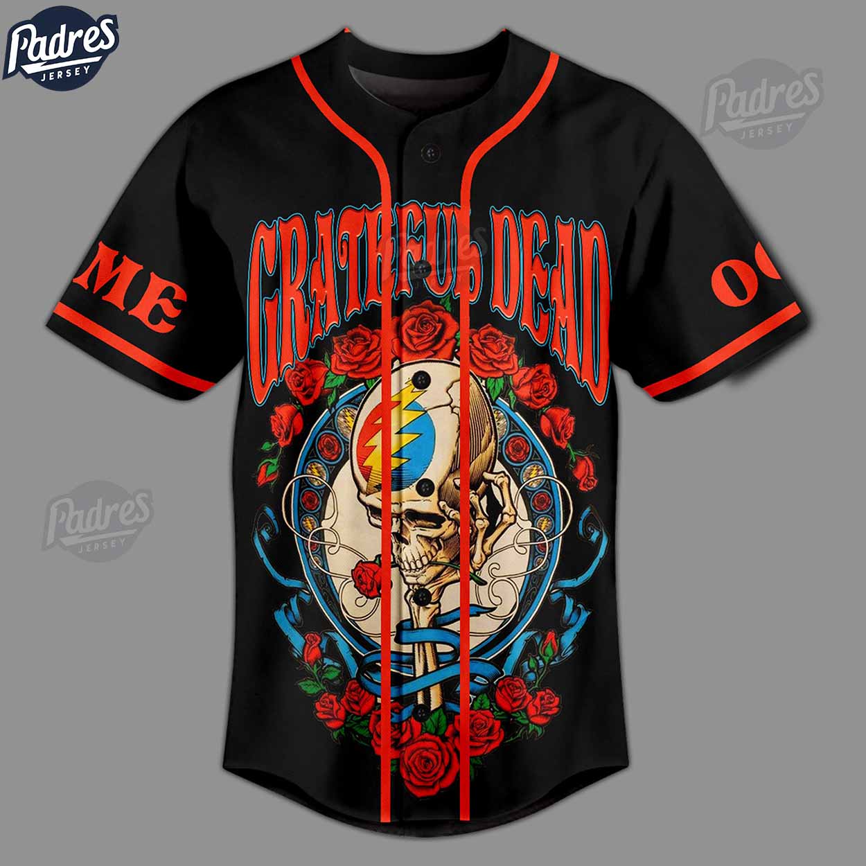 Grateful Dead Rose Custom Black Baseball Jersey - Padres Jersey Oasis: Elevate Your Baseball Style Game