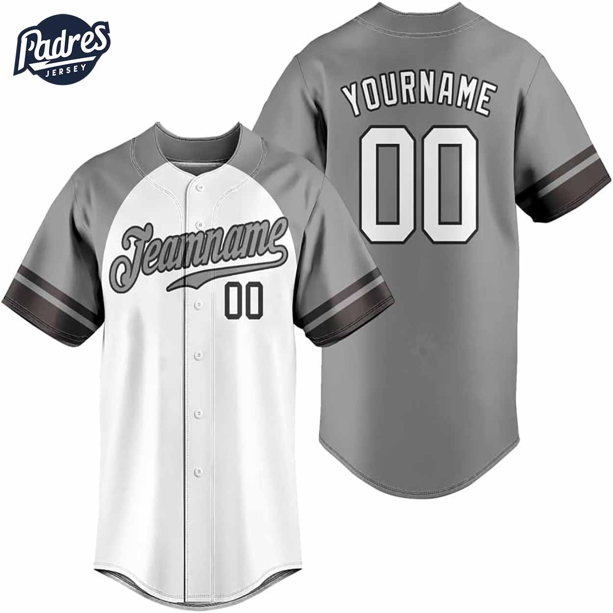 Gray And White Baseball Jersey With Custom Team Printed Name - Padres Jersey Oasis: Elevate Your Baseball Style Game