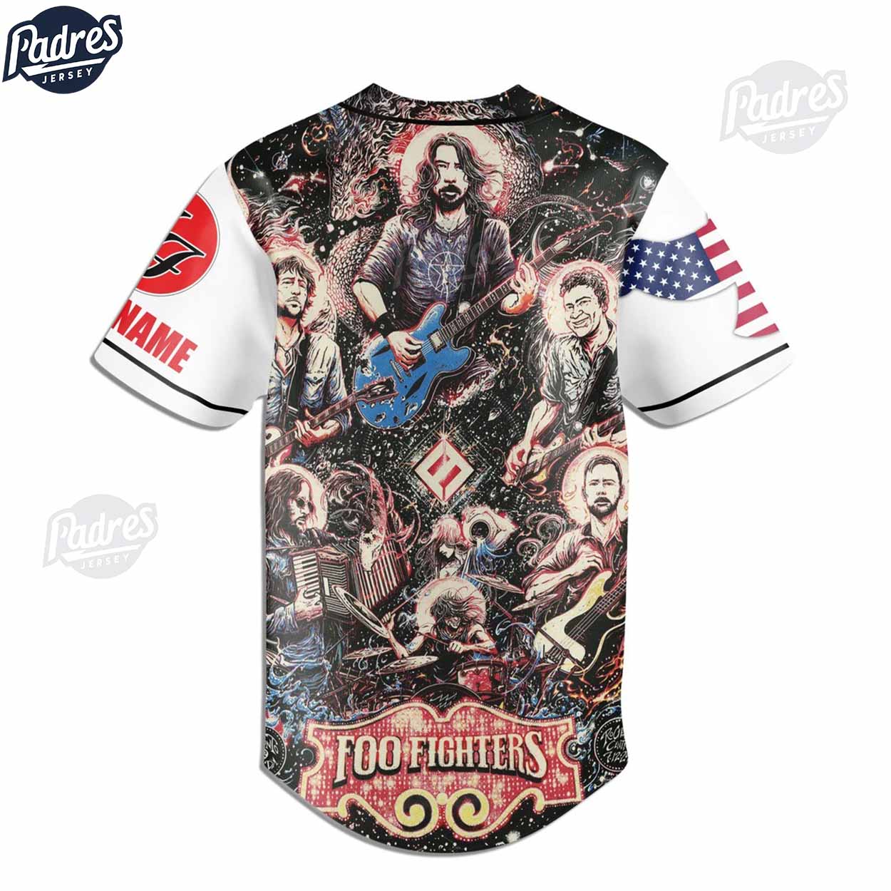 Happy 4th Of July Foo Fighter USA Custom Baseball Jersey - Padres Jersey Oasis: Elevate Your Baseball Style Game