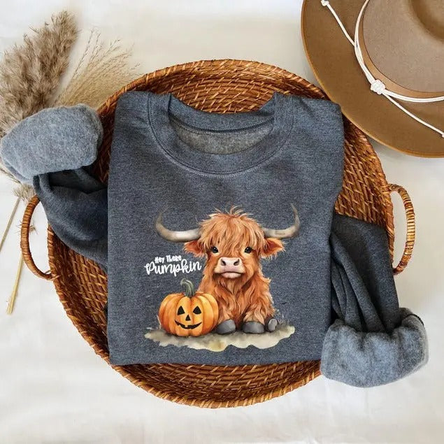 Highland Cow Halloween Sweatshirt, Halloween Sweatshirt, Halloween Animals, Ghost Shirt, Cow Lovers Halloween Gift,Cow Shirt,Spooky Cows Tee