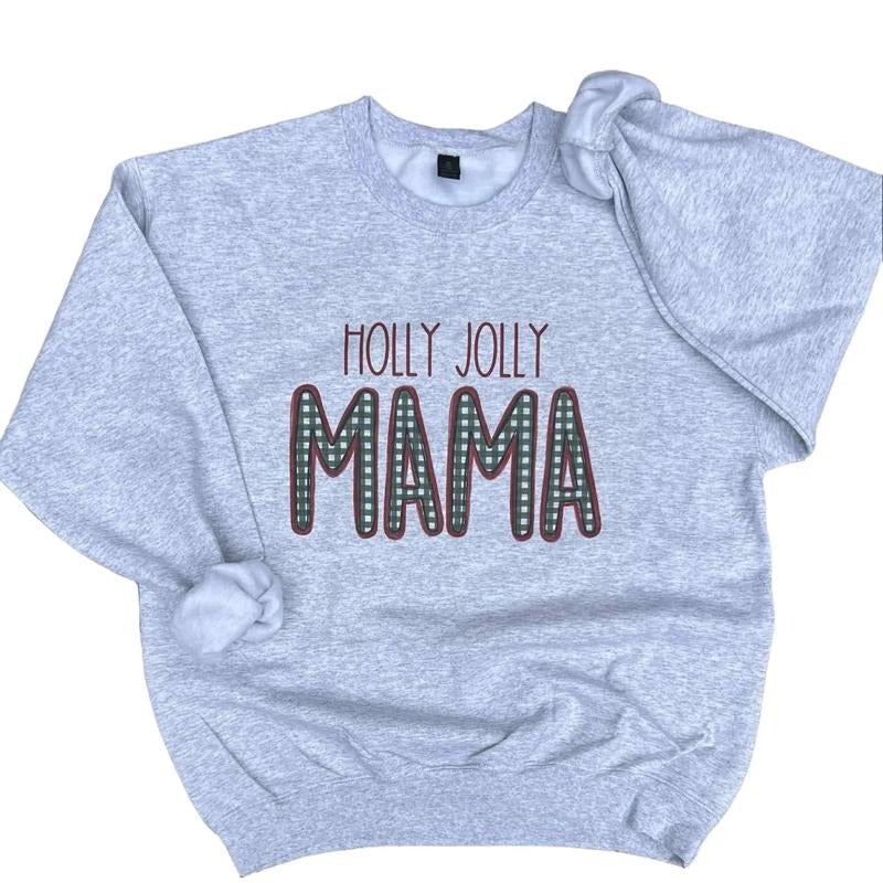 Holly Jolly GINGHAM TEXT Custom Name Sweatshirt
