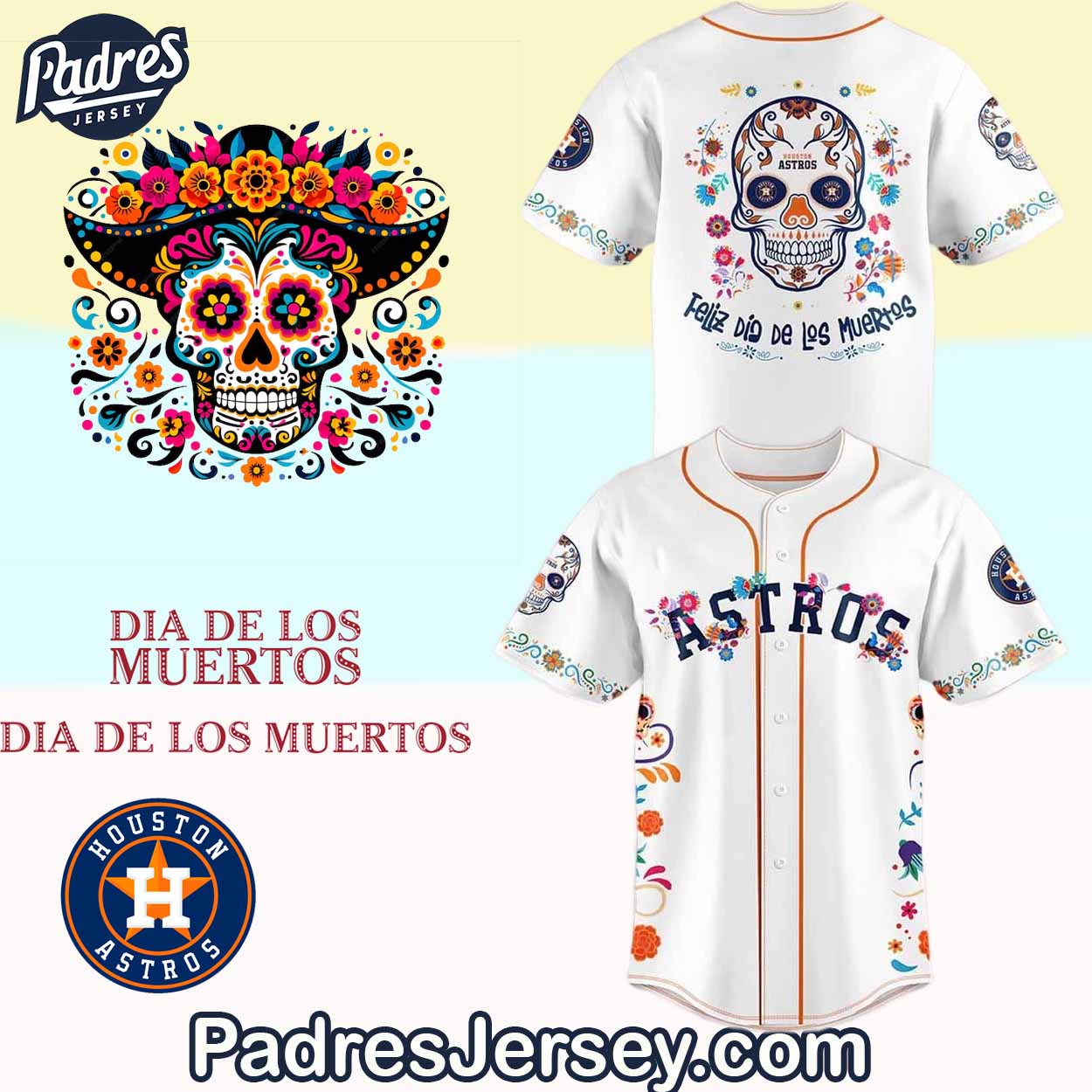 Houston Astros Dia De Los Muertos Baseball Jersey Outfit - Padres Jersey Oasis: Elevate Your Baseball Style Game
