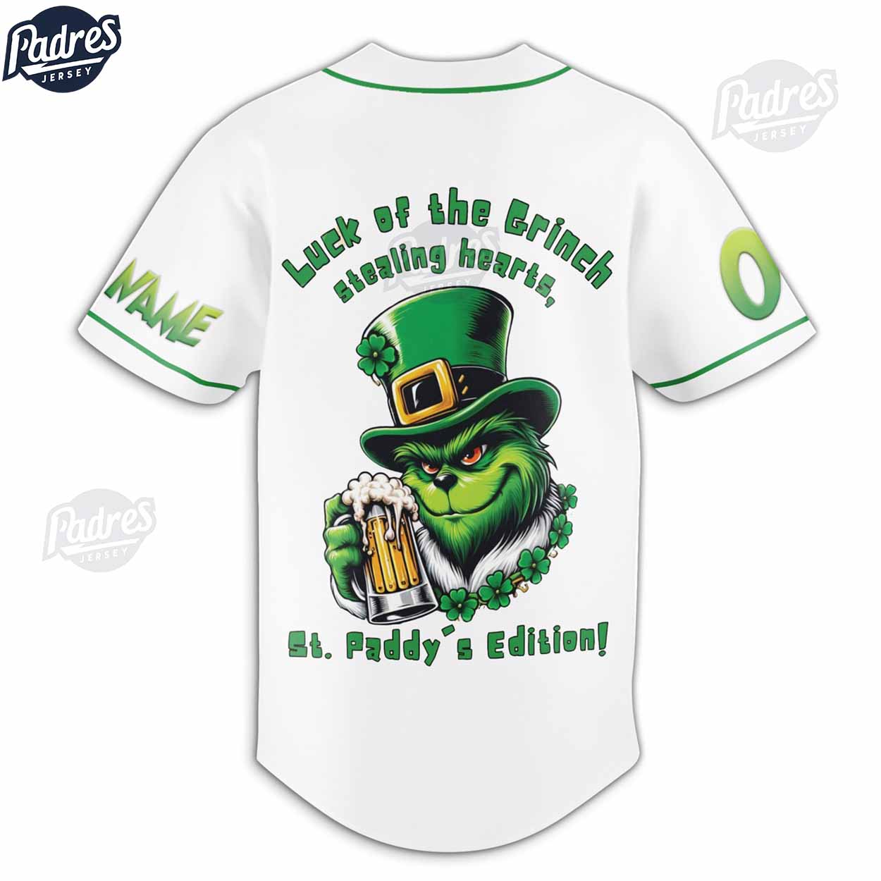 How The Grinch Stole St.Patrick's Day Custom Baseball Jersey Shirt - Padres Jersey Oasis: Elevate Your Baseball Style Game